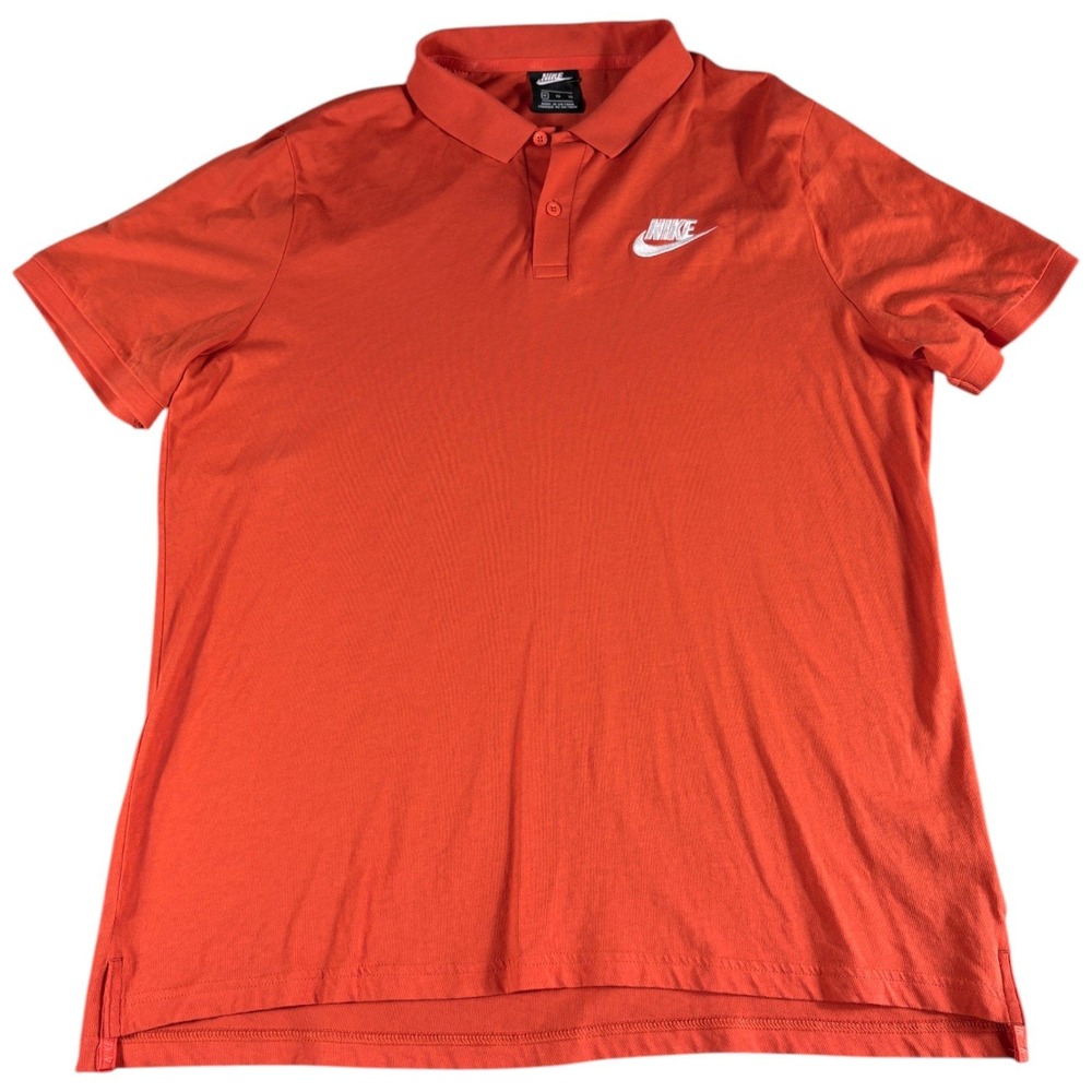 VTG Nike Polo Shirt Mens XL Orange Premium Relaxed Fit Short Sleeve Futura Logo